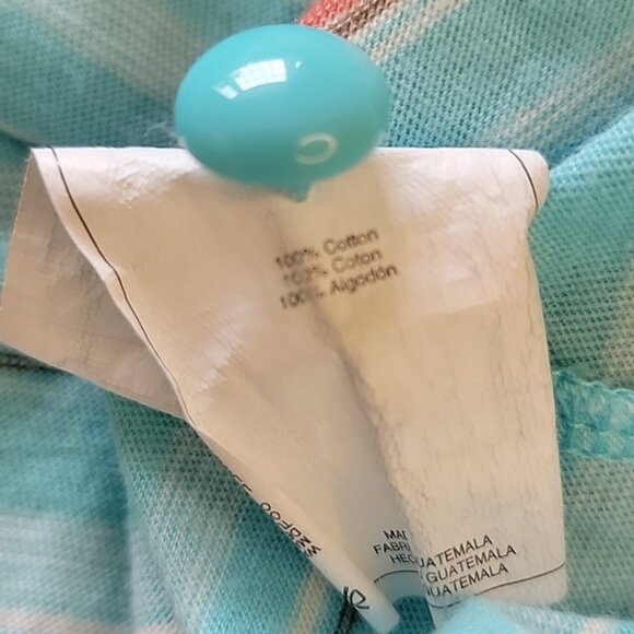 ROXY Retro Boho Aqua Striped Smocked Flowy Sleeveless Baby Doll Summer Top Sz L - Picture 6 of 9